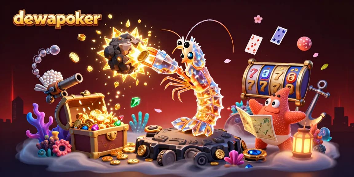 Gambarkan pengalaman bermain dewapoker dengan karakter samurai mantis dan koin emas yang berterbangan.