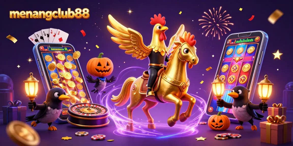 Experience the excitement of menangclub88 as golden rooster champions progress in a vibrant casino.