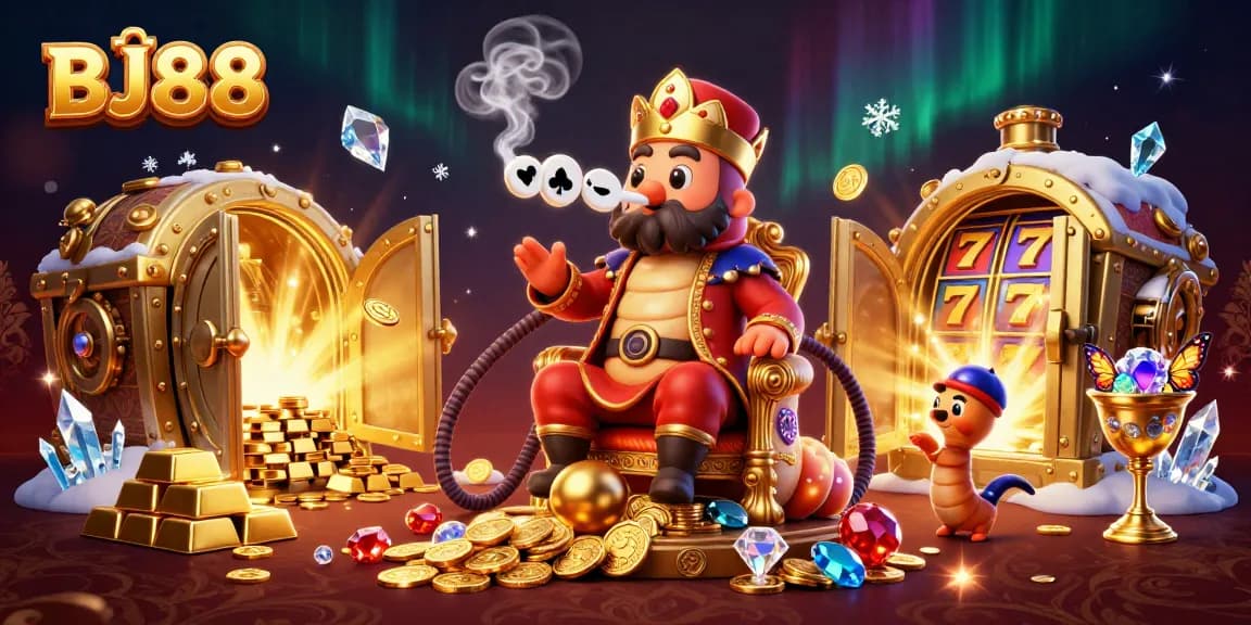 Experience the vibrant BJ88 gaming scene with rich casino elements and a magical atmosphere.