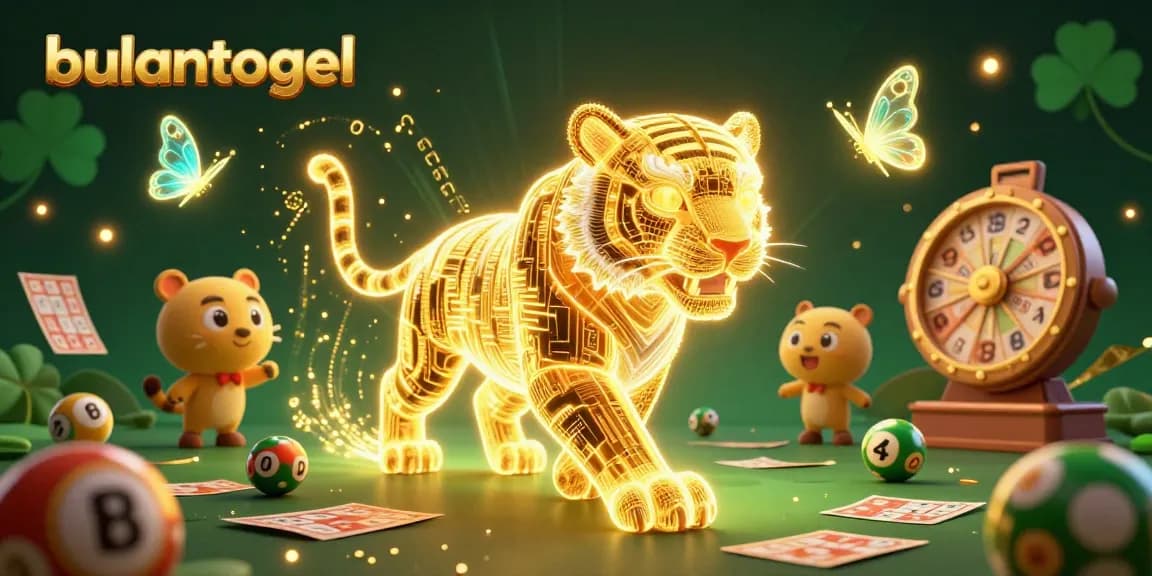 Play exciting lottery games with bulantogel in a vibrant digital casino landscape featuring a golden tiger.