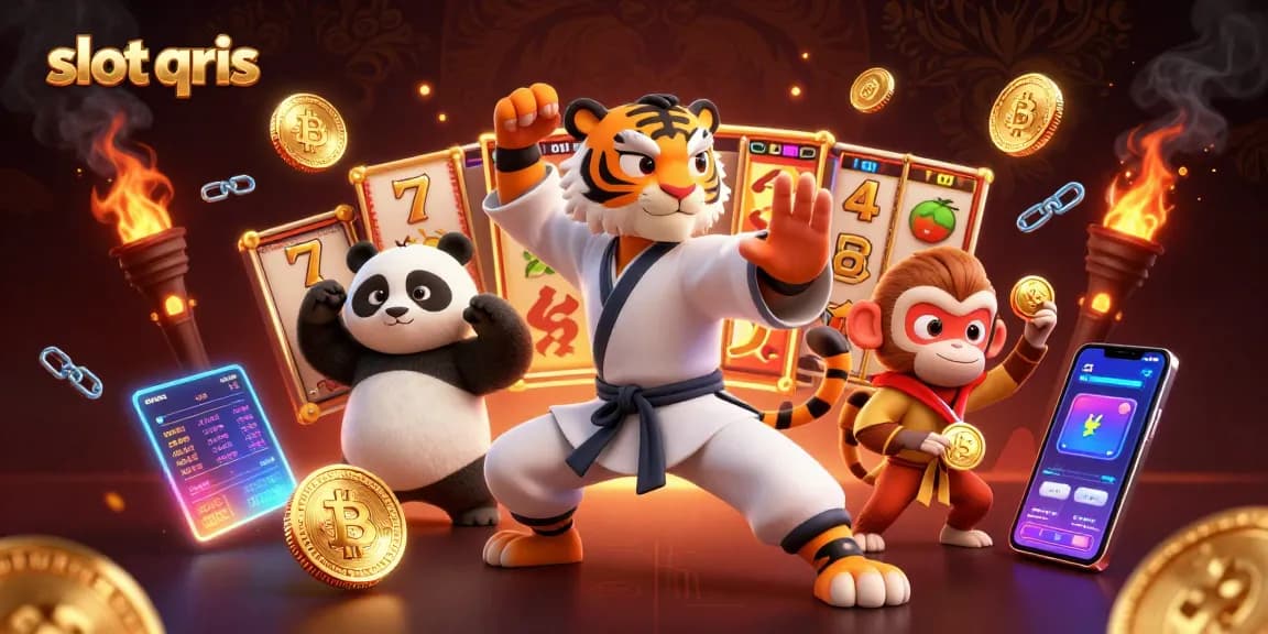 Engage in thrilling slot qris gaming with colorful characters in dynamic action, showcasing a vibrant casino atmosphere.