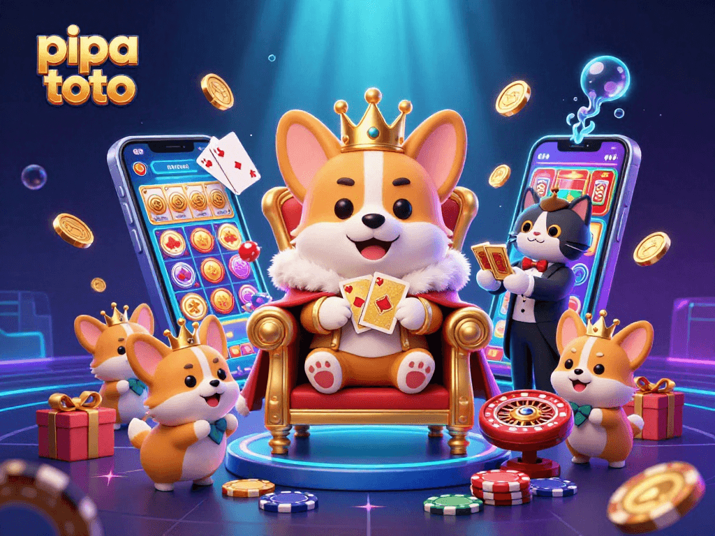 Play thrilling slot games with pipa toto featuring a royal corgi and engaging casino elements.