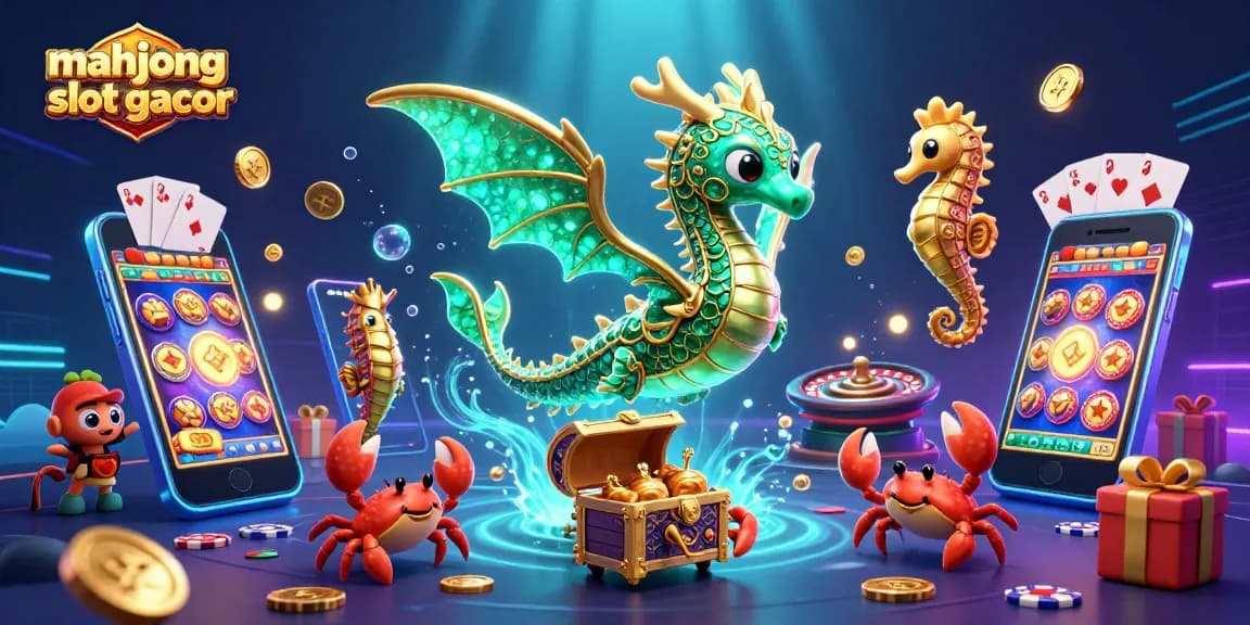 Engage with mahjong slot gacor as a colorful treasure-filled underwater scene unfolds.