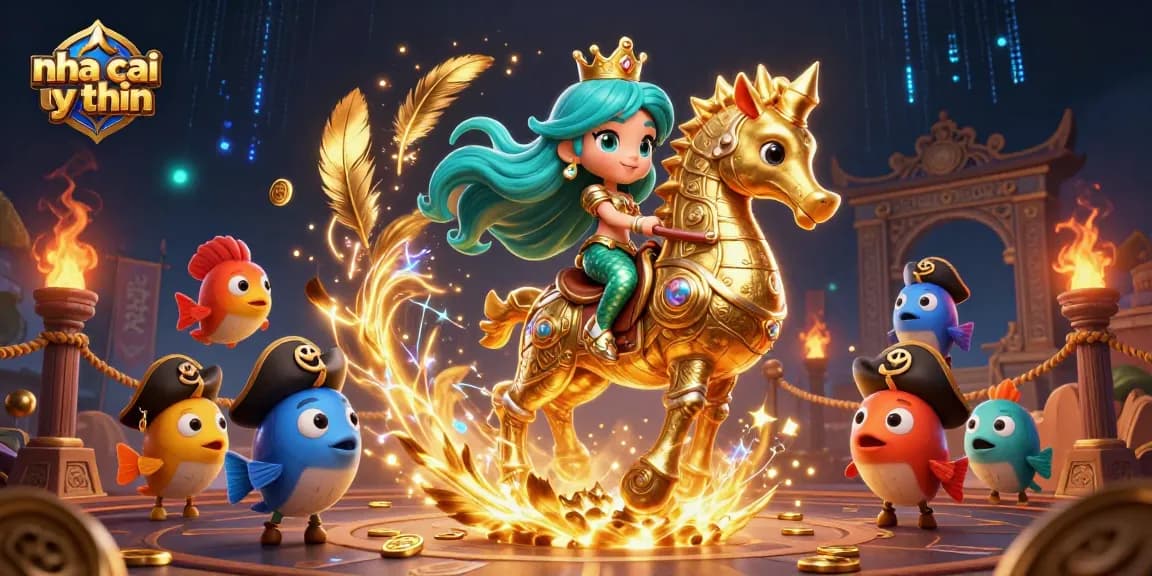 Experience top-notch gaming with nha cai uy tin in this vibrant 3D casino adventure illustration.