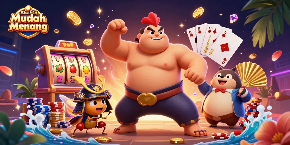 Experience winning action at Situs Slot Mudah Menang with vibrant game elements and lively characters.