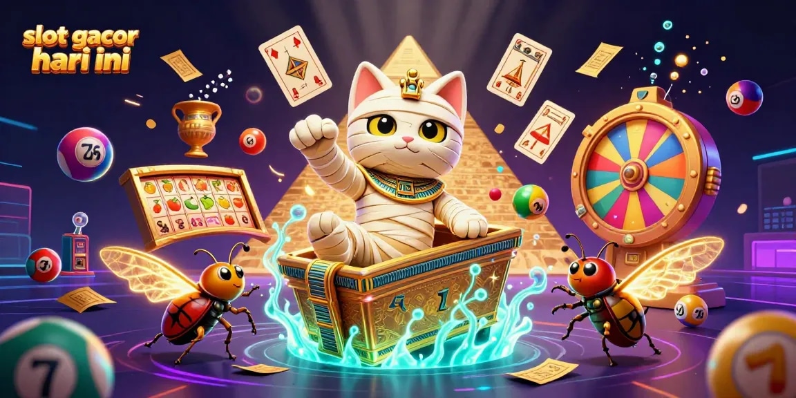 Play slots and win with slot gacor hari ini in dynamic casino scene featuring a lively Egyptian theme.