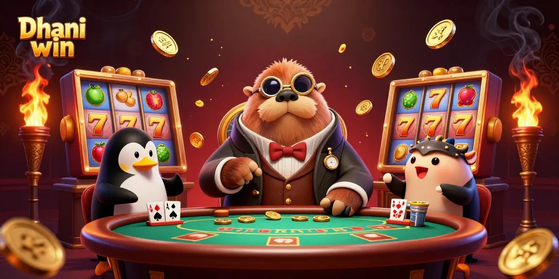 Join the excitement on Dhani win as the walrus and friends enjoy thrilling slot games together.