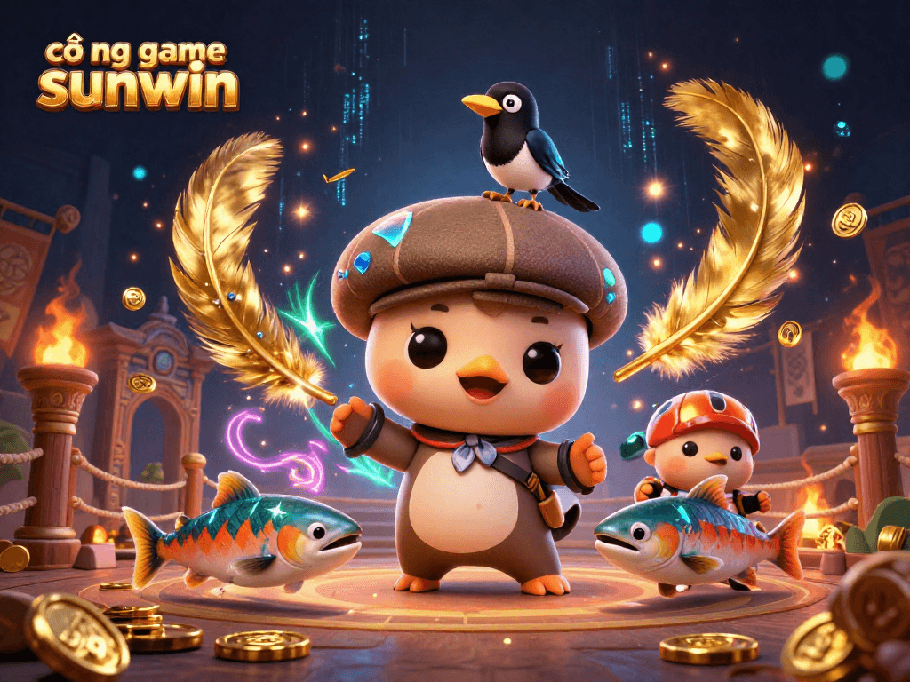 Engage with cổng game sunwin in a vibrant illustration showcasing the fun and thrill of online gaming.