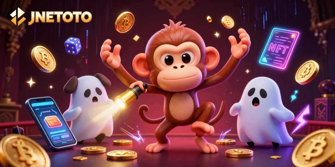 JNETOTO menghadirkan suasana seru saat memainkan game kasino dengan makhluk lucu di latar belakang.