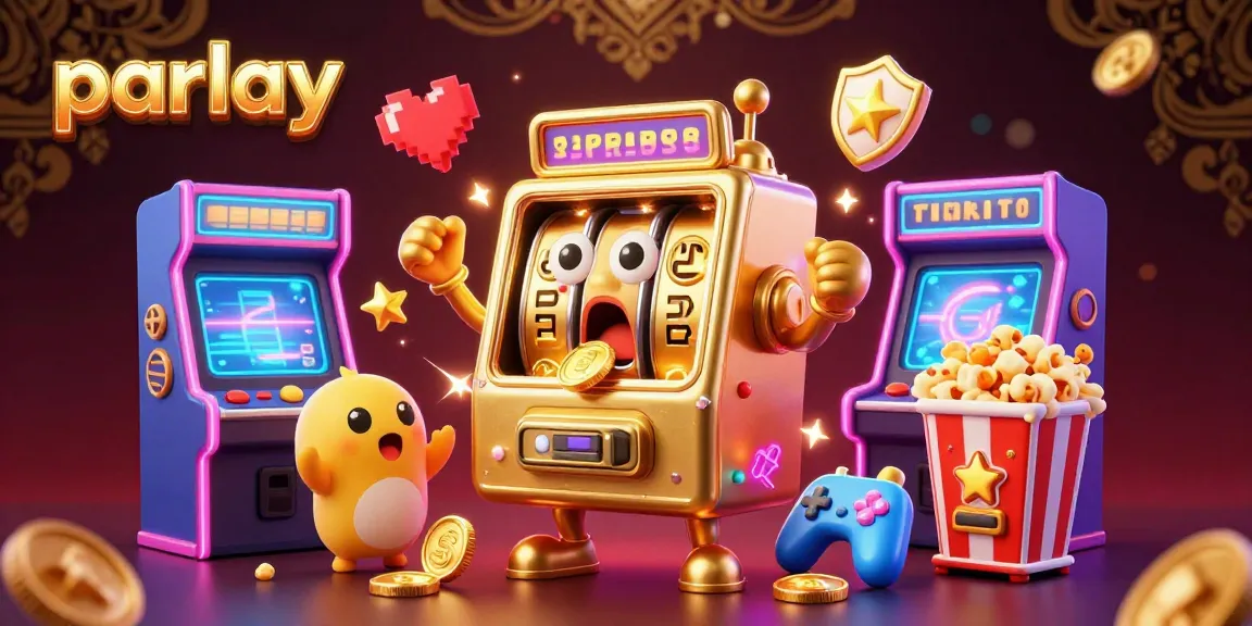 Engage in parlay betting with dynamic visuals of thrilled slot machines and energetic game elements.