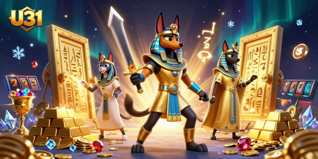 Win big with U31's exciting online slots featuring Anubis and treasures galore!