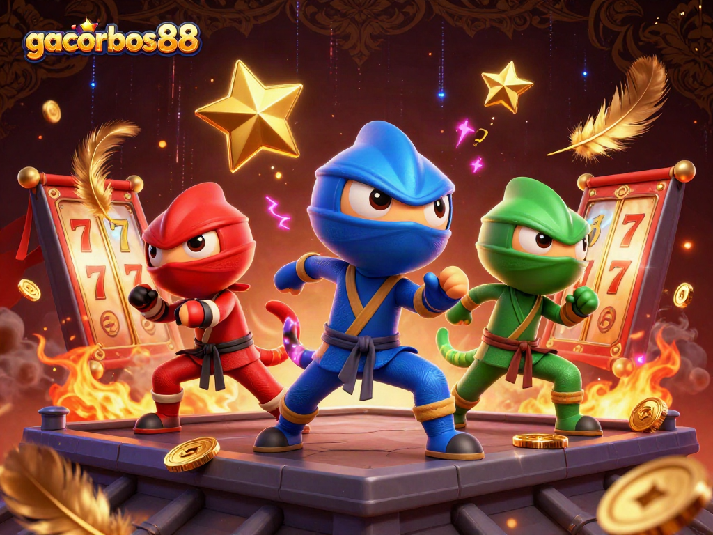 Experience excitement with gacorbos88 slot reels and chameleons battling in a vibrant scene.