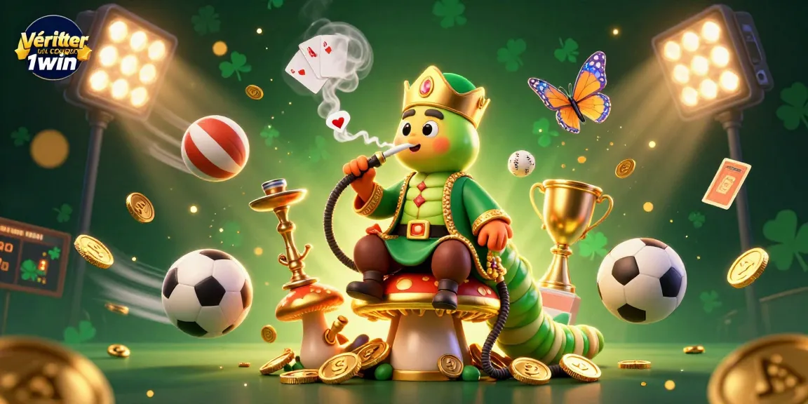 Vérifier un coupon 1win et gagner des gains sur vos paris. Illustration colorée de jeux.