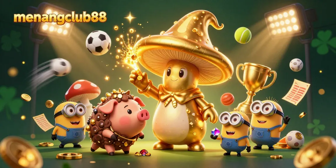 Engage with menangclub88's magical gaming experience, featuring dynamic scenes of sports excitement and treasure