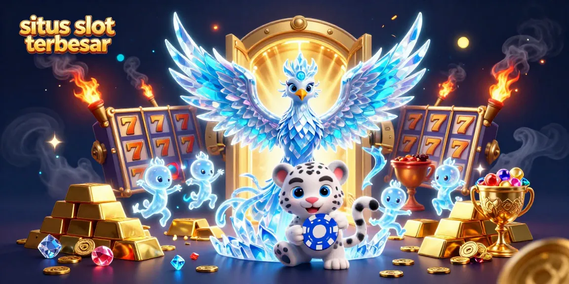 Situs slot terbesar ditampilkan dalam ilustrasi 3D yang menakjubkan dengan phoenix es, harimau salju, dan tema permainan slot yang memukau.