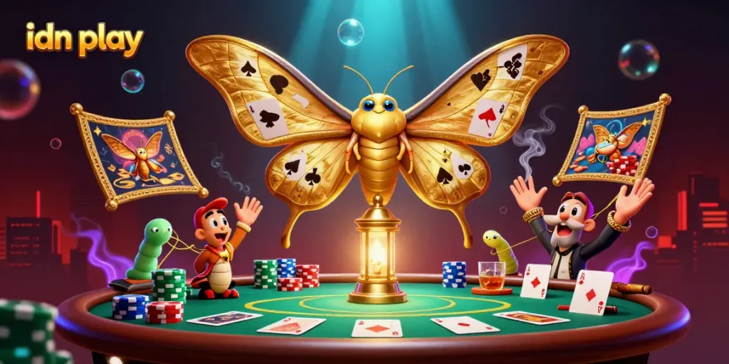 Engage in dynamic gaming with idn play, featuring poker elements and vibrant casino themes.