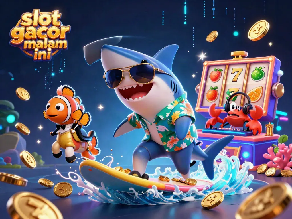 Sajikan slot gacor malam ini dengan ilustrasi 3D kartun, hiu dan teman lautnya di dunia permainan.