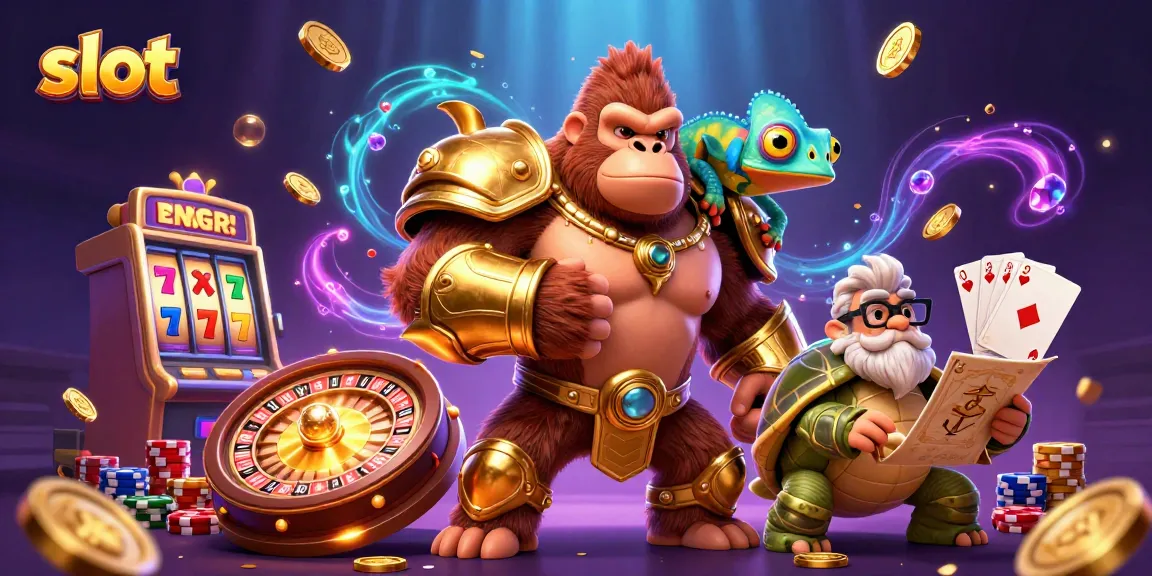 Win big with slots in a vibrant casino scene featuring characters and dynamic elements.