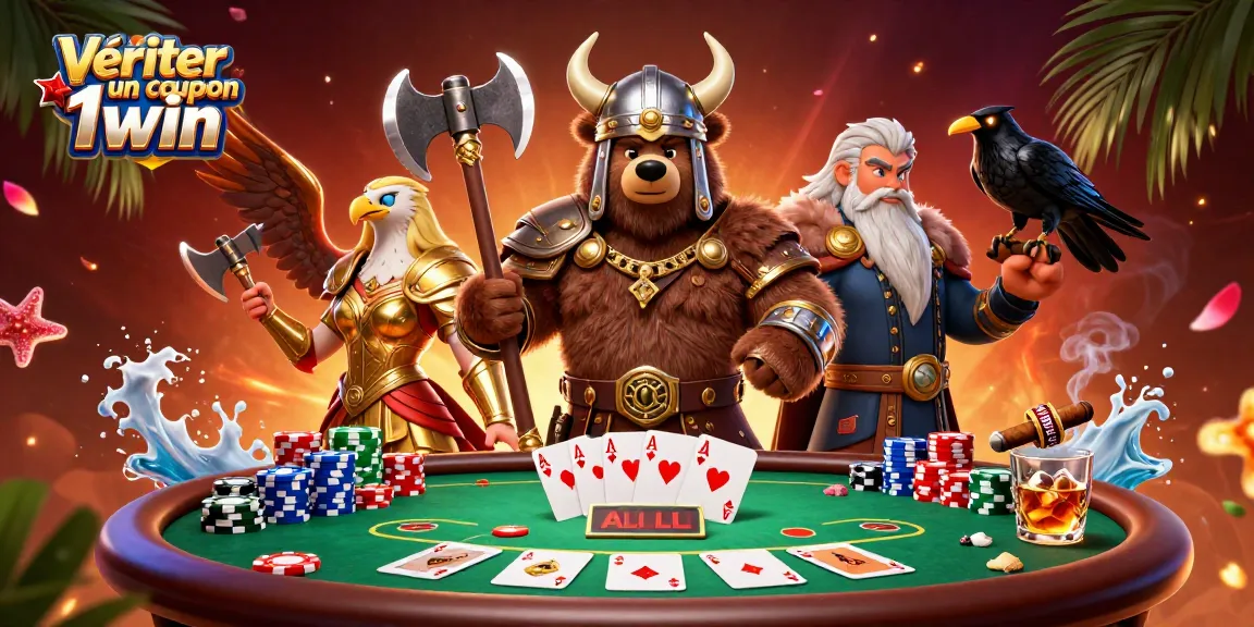 Vérifier un coupon 1win avec notre illustration de casino dynamique remplie d'action.