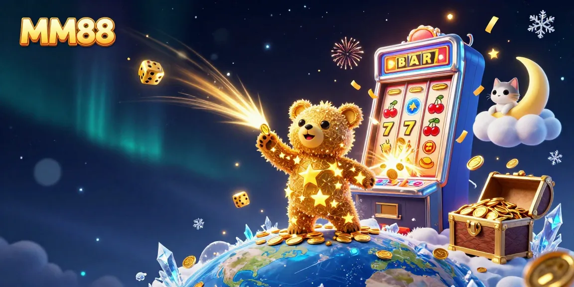Experience thrilling MM88 adventures with a constellation bear and magical casino elements.