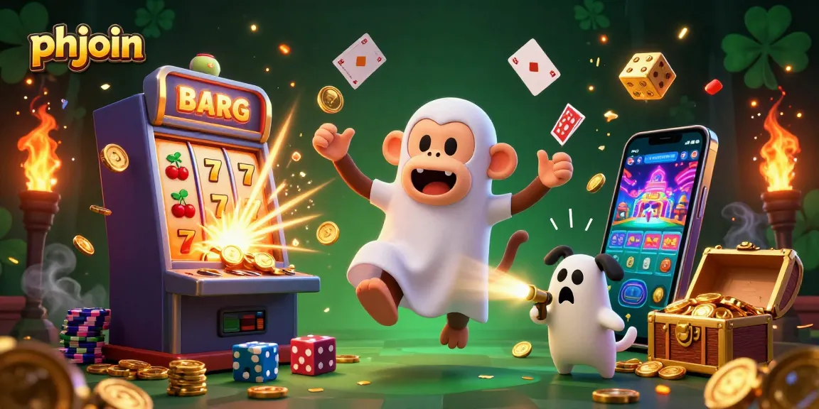 Experience thrilling wins with phjoin's vibrant gaming scene as mischievous magical elements play among slot machines.