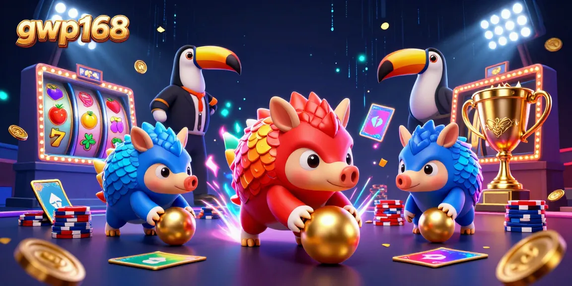 GWP168 menawarkan pengalaman bermain slot dengan pangolin dalam armor yang bersaing melawan tumpukan chip poker di tengah gemerlap.