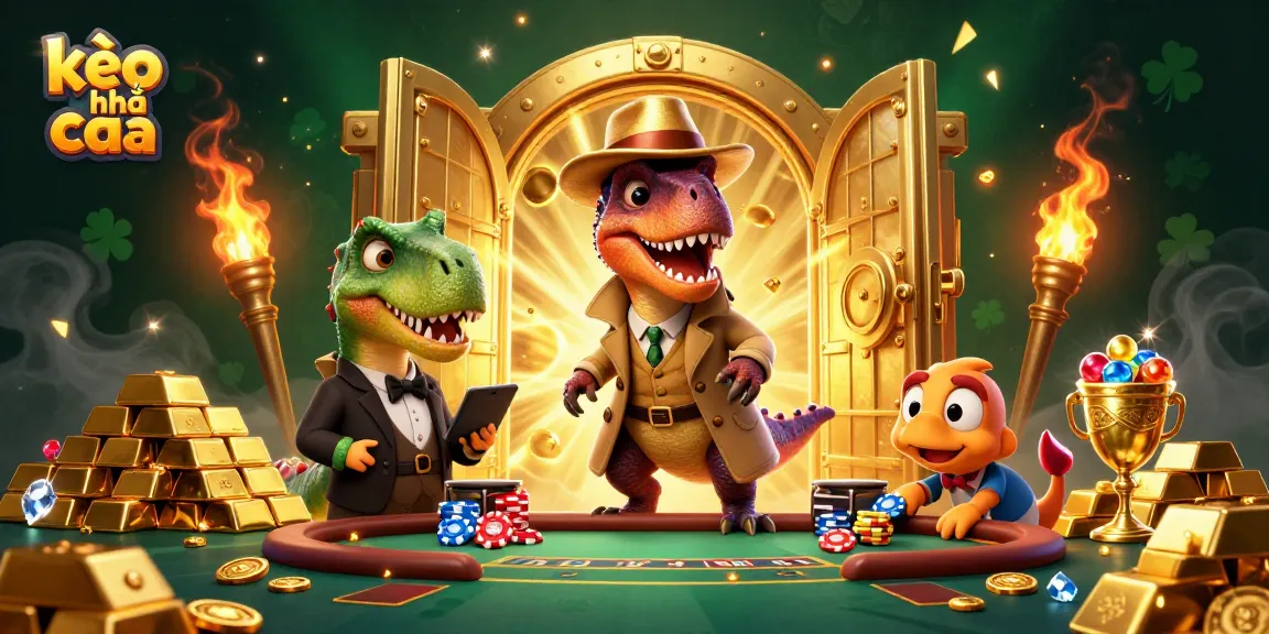 Engage with kèo nhà cái strategies featuring a velociraptor card counter at a blackjack table.