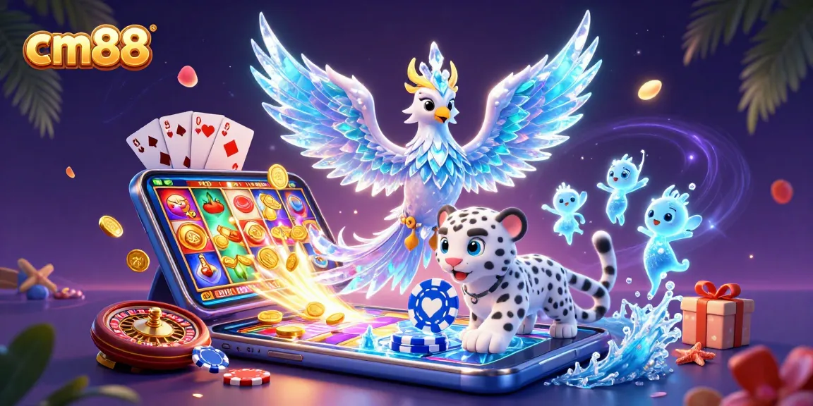 Experience exciting gaming adventures at cm88 with vibrant 3D characters and casino-themed elements.
