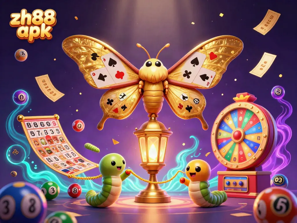 Experience thrilling wins with the zh88 apk, featuring a spectacular 3D illustration of vibrant games.
