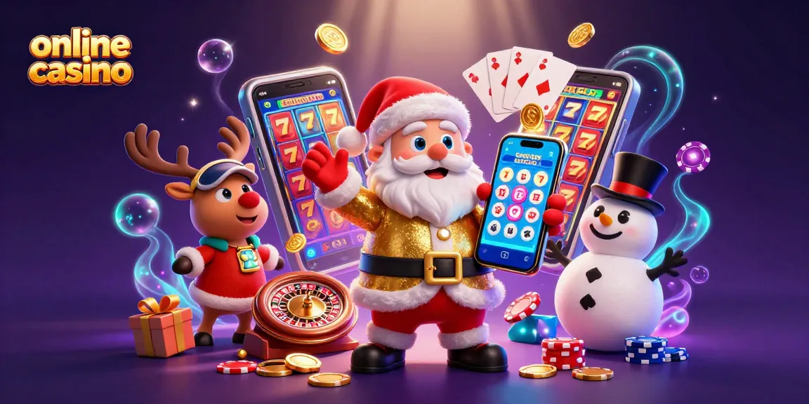 Celebrate the online casino action with Santa and friends enjoying a jackpot slots game!