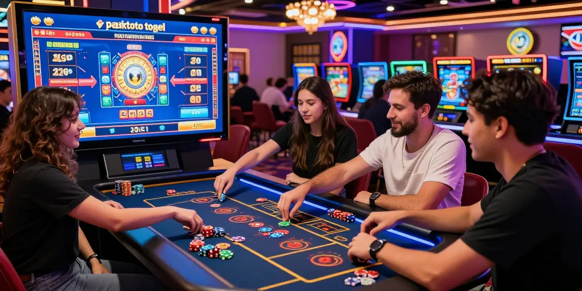 Exciting pajaktoto togel gaming scene with friends enjoying a vibrant online casino experience.