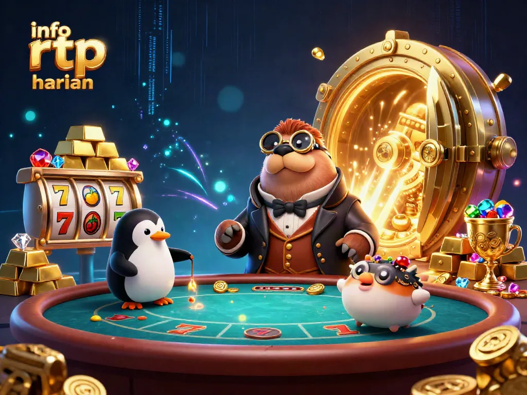 Experience dynamic info rtp harian slots action with charming characters at a vibrant poker table.
