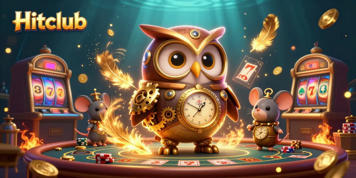 Hitclub combines a 3D cartoon owl and a clockwork mouse in an exciting casino scene filled with games.
