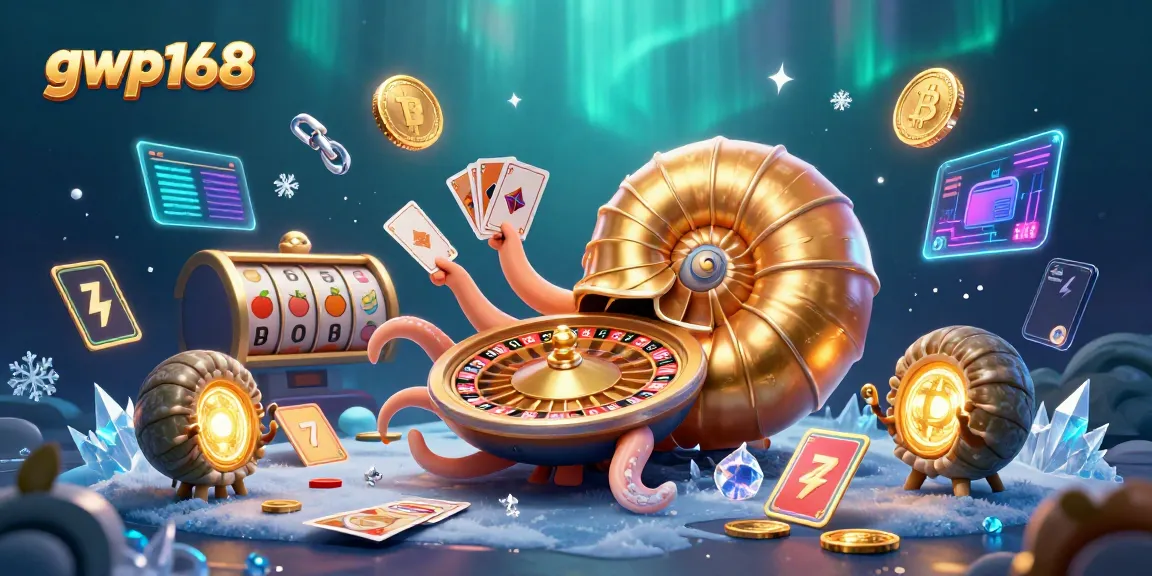 Slot gacor bergaya 3D dengan nautilus emas dan simbol buah di dalamnya, GWP168 menarik perhatian penjudi.
