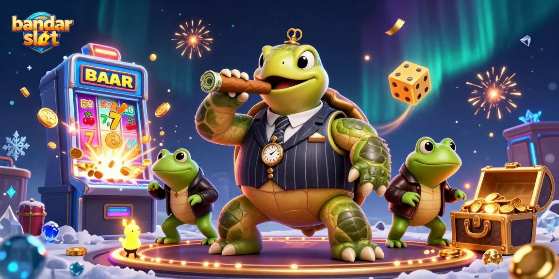 Mempertaruhkan bandar slot di KLIKHOKI, dengan mesin slot dan bim serta simbol keberuntungan di sekitar suasana yang meriah.