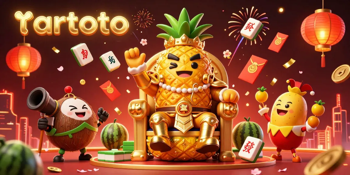 Experience winning at tartoto with the golden pineapple king and vibrant casino elements.