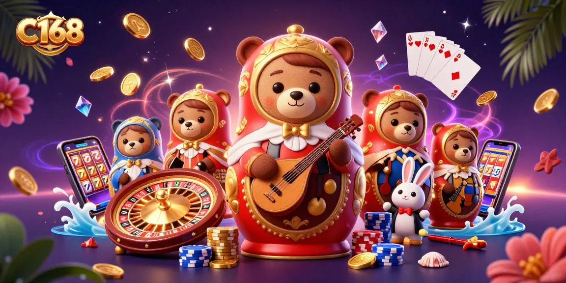 C168 brings excitement to gamblers with a vibrant 3D casino scene filled with characters and thrilling game elements.