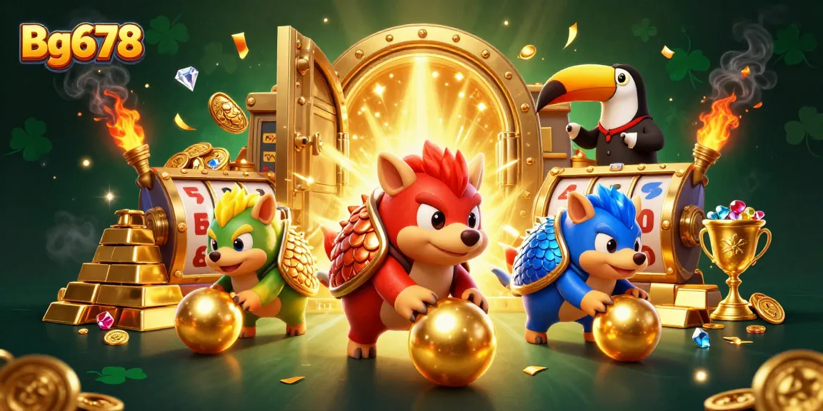 Engage with Bg678 by watching rival pangolins roll golden balls in an exciting casino scene.