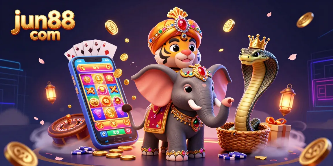 Experience the excitement of jun88 com with this vibrant 3D gambling scene filled with slot games and rich details.