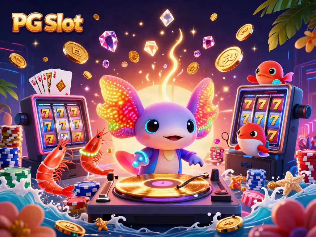 Mengodi PG Slot sambil menikmati suasana kasino yang penuh warna dengan karakter kartun menarik.