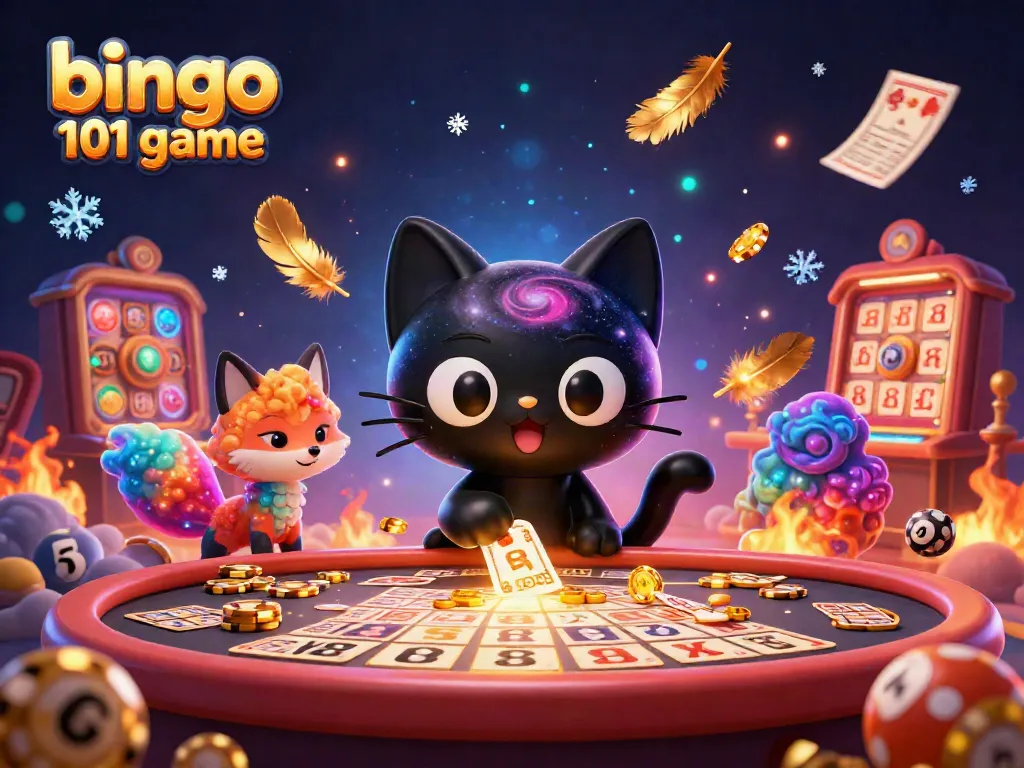 Memainkan bingo 101 permainan dengan chip emas, kartu, dan elemen menarik lainnya di kasino virtual.
