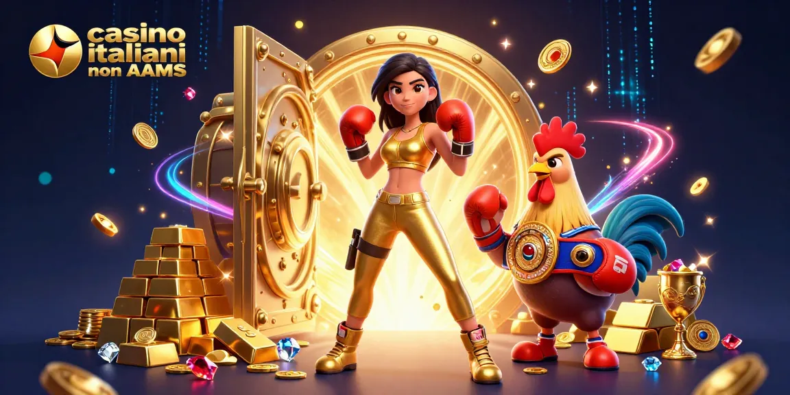 Scopri un'azione emozionante con i casino italiani non AAMS assistendo a una potente pugile femminile e a un gallo campione tra ricchezze ed emozioni.