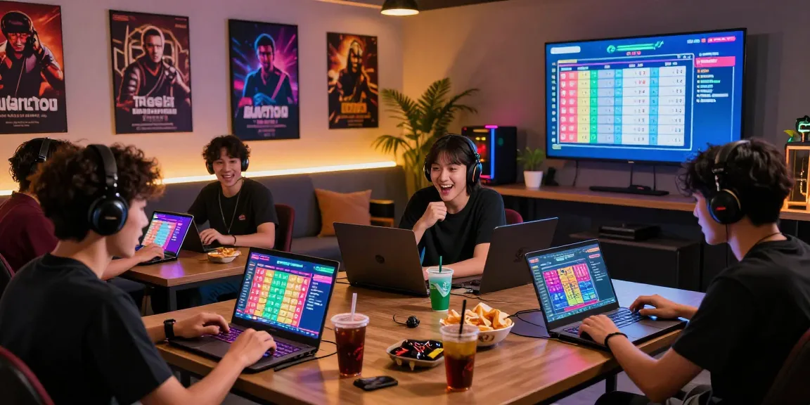 Players engaged in ulartoto togel gaming in a lively digital lounge
