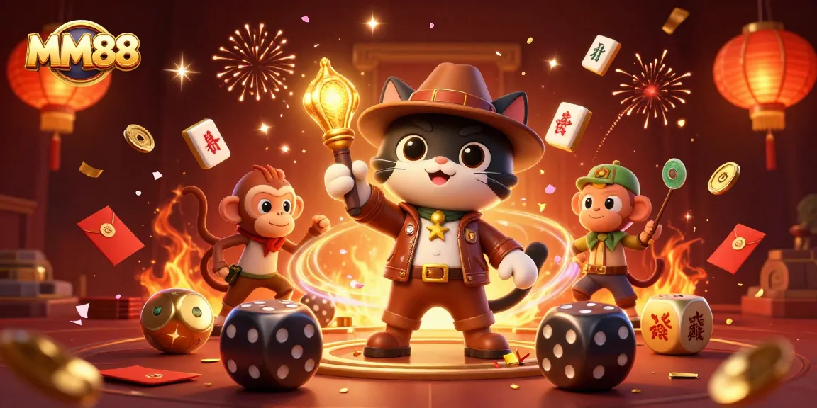 Engage in exciting gameplay at MM88 with a colorful 3D digital casino scene.