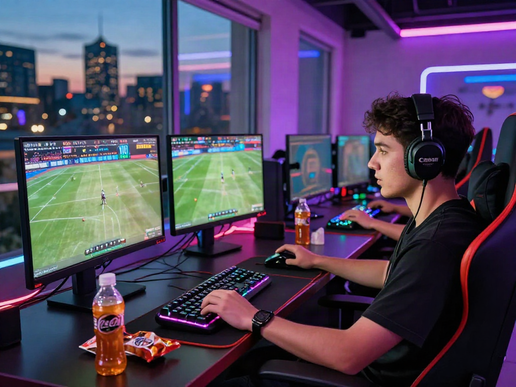 Engaged player enjoying the Playin exchange gaming platform with vibrant screens and dynamic gaming atmosphere.