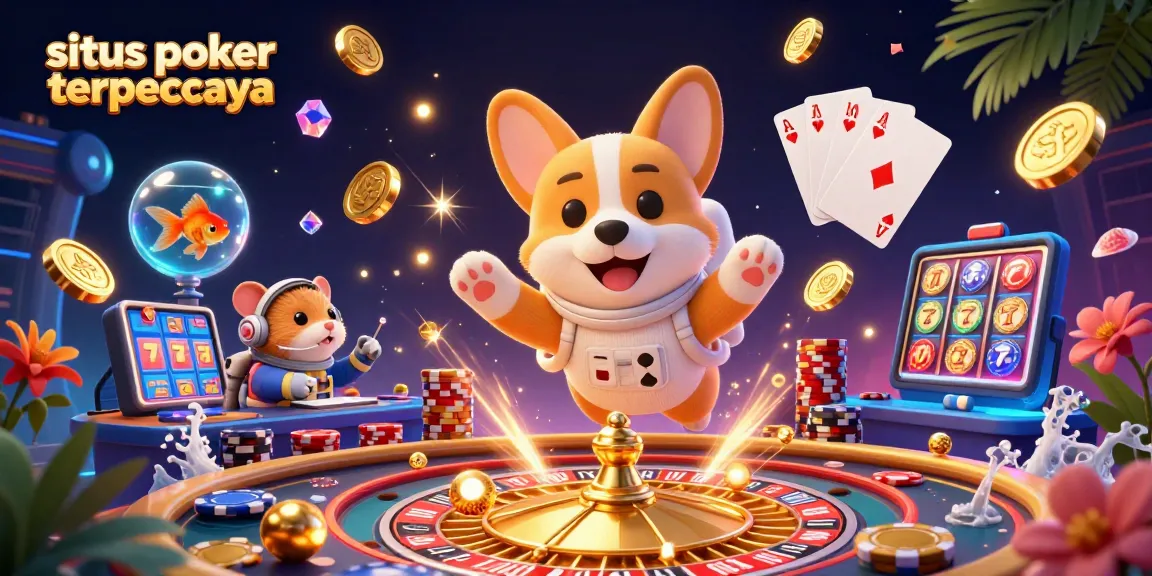 Experience excitement at situs poker terpercaya, showcasing action-packed poker gameplay and vibrant casino elements.