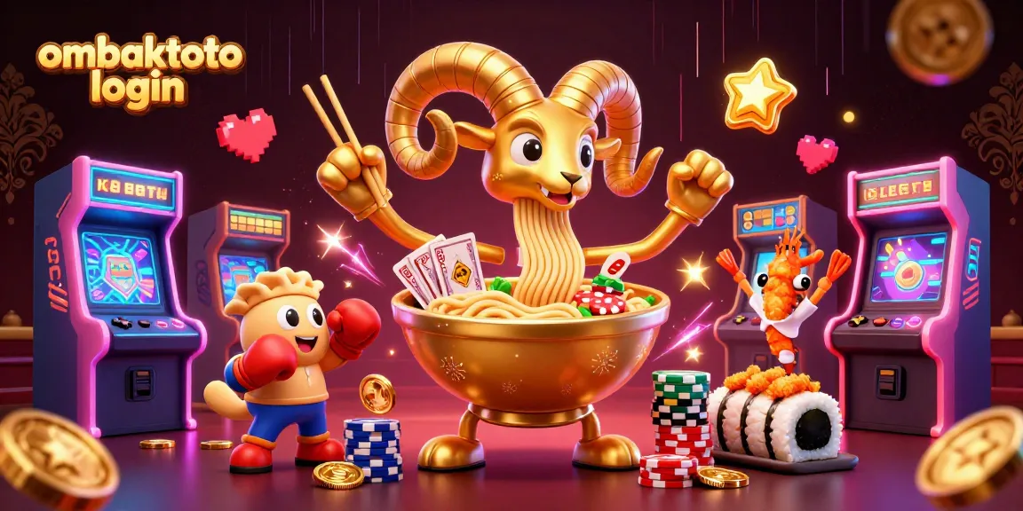 Engage in thrilling gameplay with ombaktoto login, featuring casino-themed 3D characters and vibrant elements.