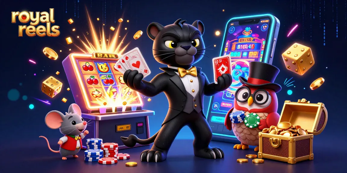 Play exciting royal reels with a tuxedo panther, owl, and mouse surrounded by jackpot elements.
