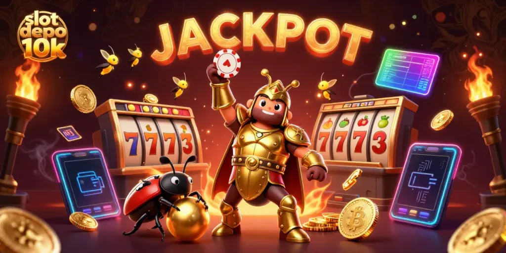 Menyenangkan memutar slot depo 10k dengan karakter beruang hercules dan berbagai simbol keberuntungan.