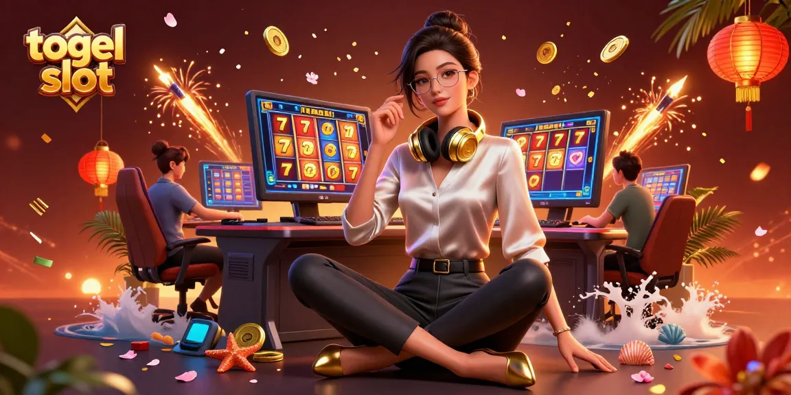 Engage with the exciting world of togel slot in a dynamic digital illustration showcasing vibrant casino game elements.